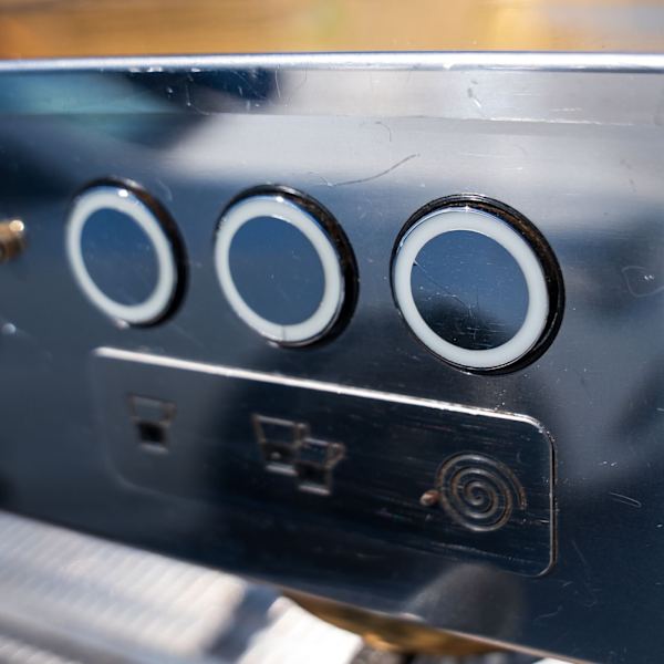 Late Model 3 Group La Marzocco PB – Custom White with Brass Accents